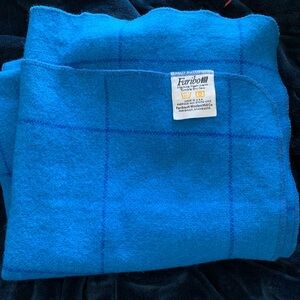 Vintage 1960s Faribault Blue Wool Lap Blanket